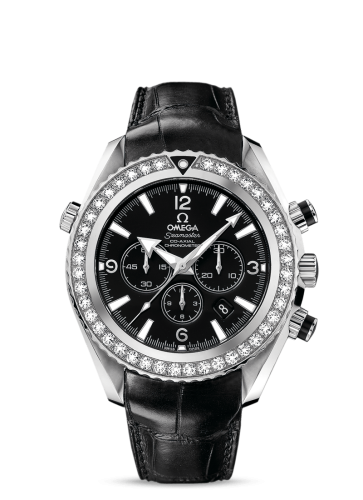 Omega Seamaster Planet Ocean 600M Co-Axial 45.5 Chronograph Stainless Steel / Diamond / Black / Alligator